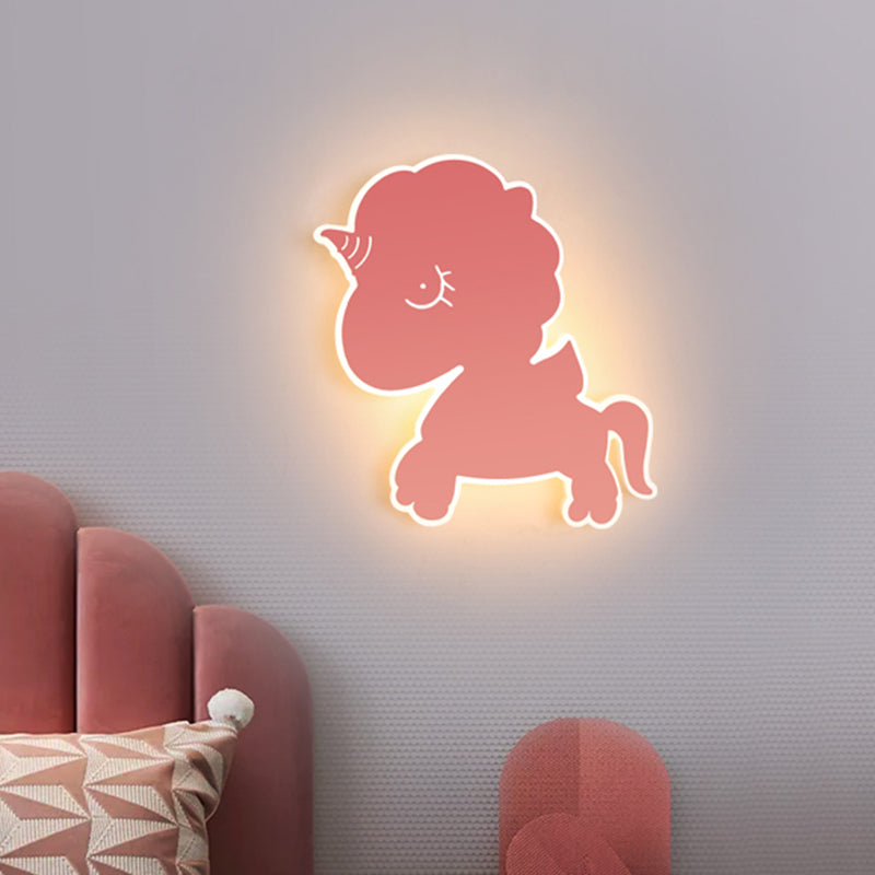 Vivolux | Eenhoorn Wandgemonteerde Lichtarmatuur Cartoon IJzer Roze/Blauw/Wit LED Flush Mount Wandlamp voor Kinderkamer