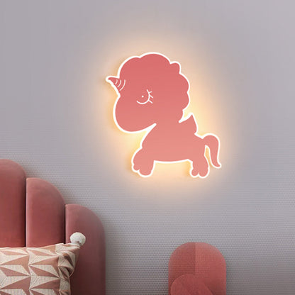 Vivolux | Eenhoorn Wandgemonteerde Lichtarmatuur Cartoon IJzer Roze/Blauw/Wit LED Flush Mount Wandlamp voor Kinderkamer