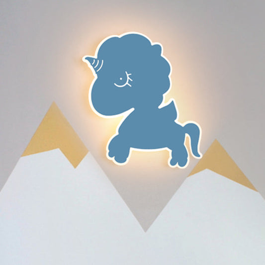 Vivolux | Eenhoorn Wandgemonteerde Lichtarmatuur Cartoon IJzer Roze/Blauw/Wit LED Flush Mount Wandlamp voor Kinderkamer