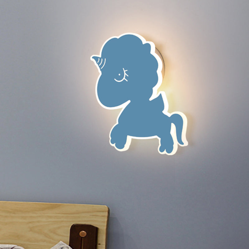 Vivolux | Eenhoorn Wandgemonteerde Lichtarmatuur Cartoon IJzer Roze/Blauw/Wit LED Flush Mount Wandlamp voor Kinderkamer