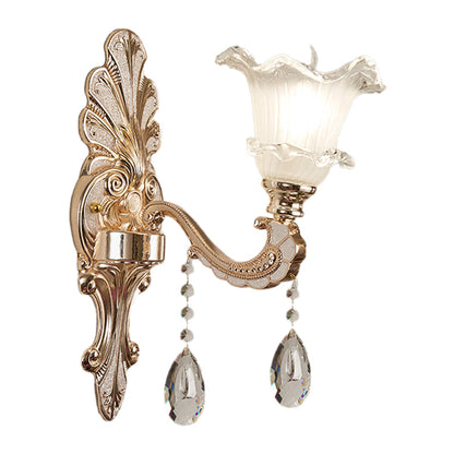 Vivolux | Rüschensaum Glocken Frosted Glass Wandleuchte Retro 1/2-Birne Tür Wandmontierte Licht in Gold