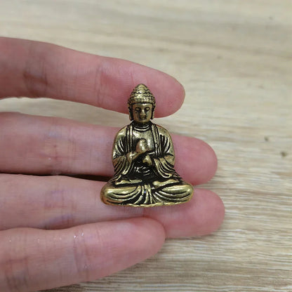 Vivolux | 10 Stück Mini Messing Sitzender Buddha Statue Figur für Reise Buddhismus Anbetung Zuhause Büro Schreibtischdekoration