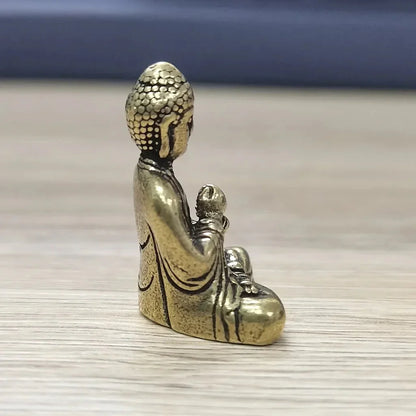 Vivolux | 10 Stück Mini Messing Sitzender Buddha Statue Figur für Reise Buddhismus Anbetung Zuhause Büro Schreibtischdekoration