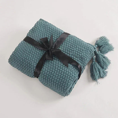 Vivolux | NordiWrap Gestrickte Wolldecke mit Quasten | Nordic Design | Kuschelig & Elegant | Perfekt für Zuhause