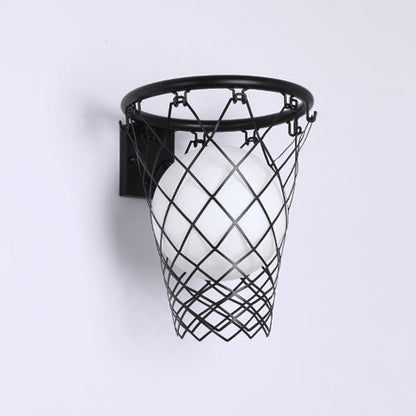 Vivolux | Slamora Kinder Wandleuchte | Basketballkorb Design | Glas & Metall | Art Déco Stil | Schlafzimmerlicht