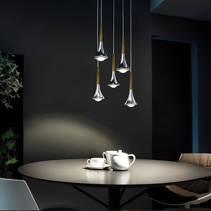 Vivolux | LumiDrop Nordic Design Pendelleuchte | Tropfenform | Elegantes LED-Licht für Esszimmer & Wohnzimmer | In Schwarz, Gold & Chrom
