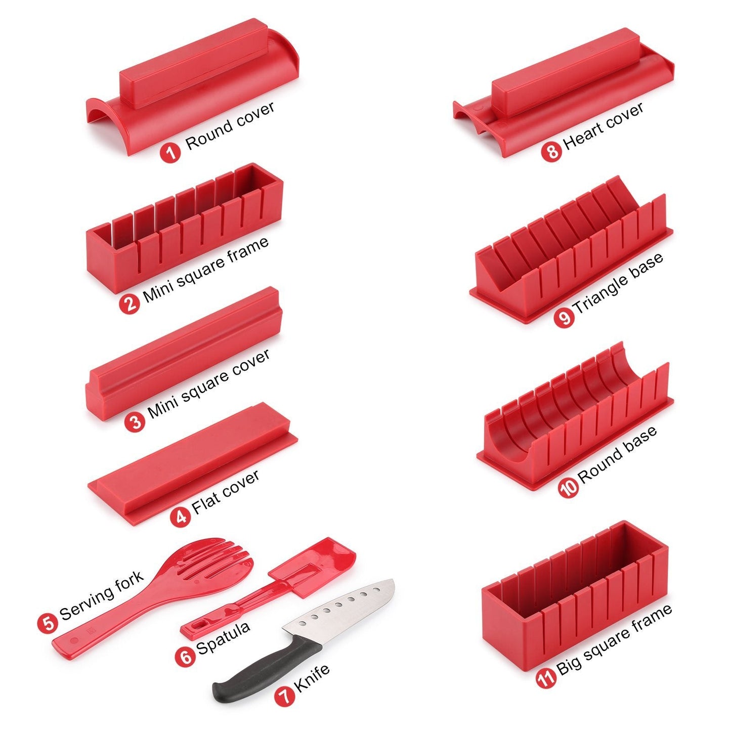 Vivolux | 11-teilig: Sushi-Maker-Set Sushi-Rollen mit hochwertigem Sushi-Messer