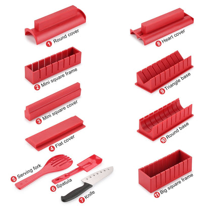 Vivolux | 11-teilig: Sushi-Maker-Set Sushi-Rollen mit hochwertigem Sushi-Messer