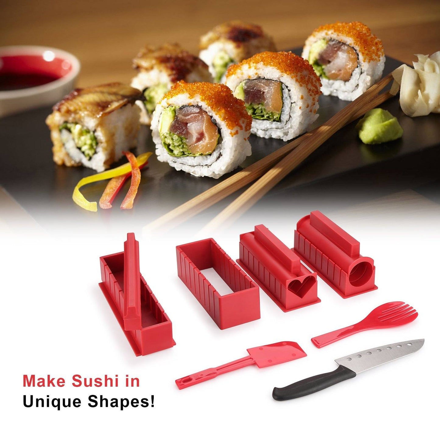 Vivolux | 11-teilig: Sushi-Maker-Set Sushi-Rollen mit hochwertigem Sushi-Messer
