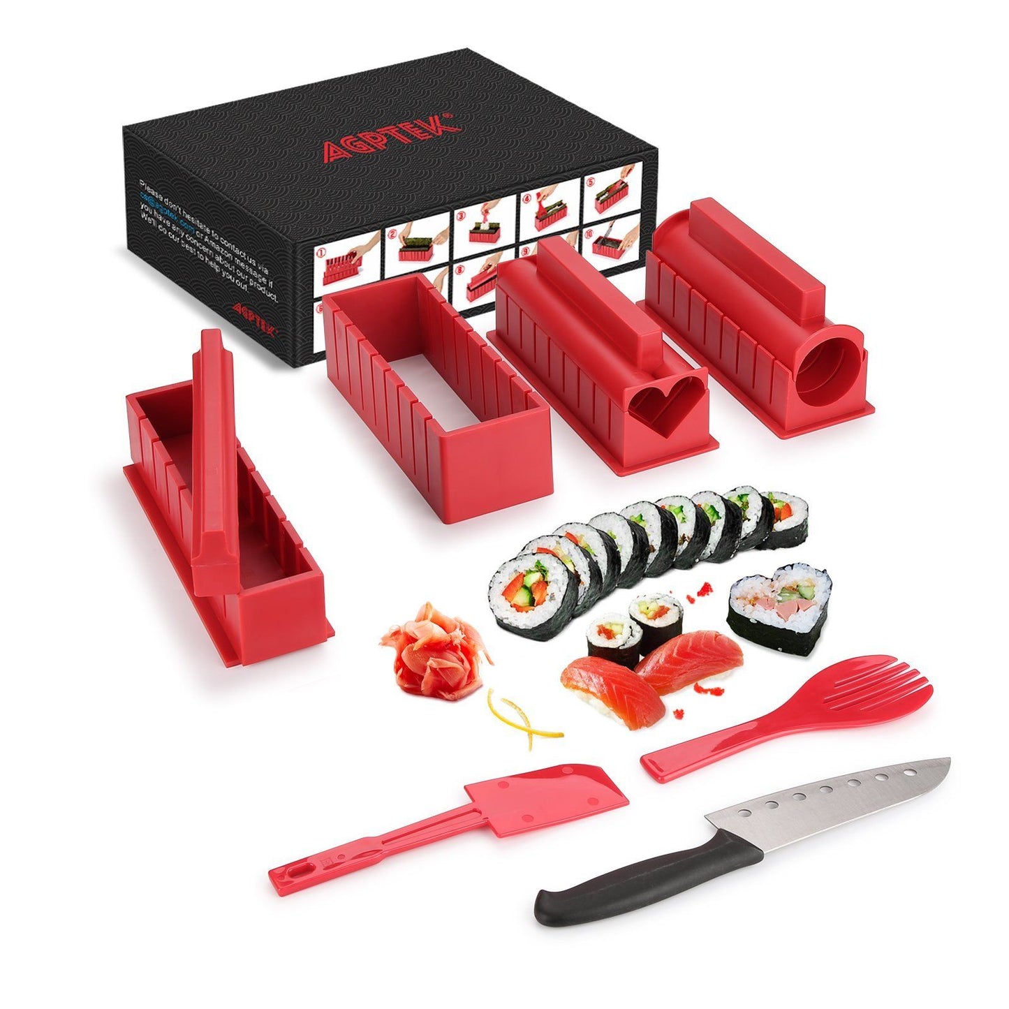 Vivolux | 11-teilig: Sushi-Maker-Set Sushi-Rollen mit hochwertigem Sushi-Messer