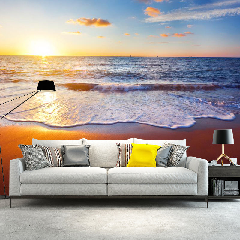 Vivolux | Blauwe en Bruine Noordse Muurschildering Behang Extra Groot Zeebodem en Lucht Wanddecoratie voor Accentmuur