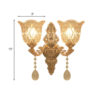Vivolux | Klares Texturiertes Glas Gold Wandleuchte Glockenform 1/2-Licht Traditionelle Wandlampe
