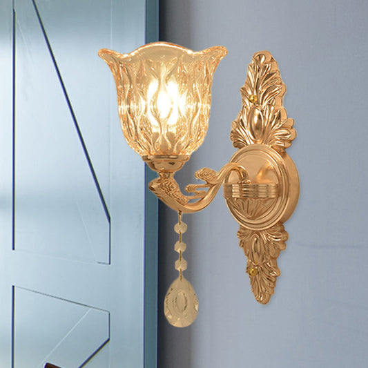 Vivolux | Klares Texturiertes Glas Gold Wandleuchte Glockenform 1/2-Licht Traditionelle Wandlampe