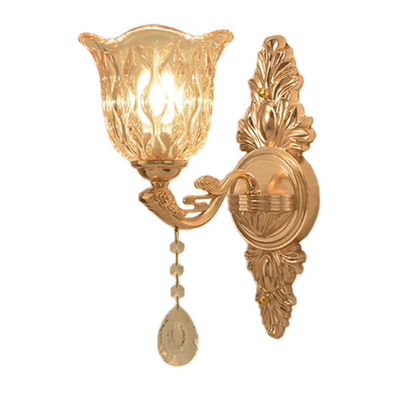 Vivolux | Klares Texturiertes Glas Gold Wandleuchte Glockenform 1/2-Licht Traditionelle Wandlampe