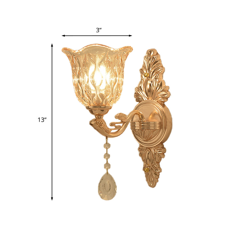 Vivolux | Klares Texturiertes Glas Gold Wandleuchte Glockenform 1/2-Licht Traditionelle Wandlampe