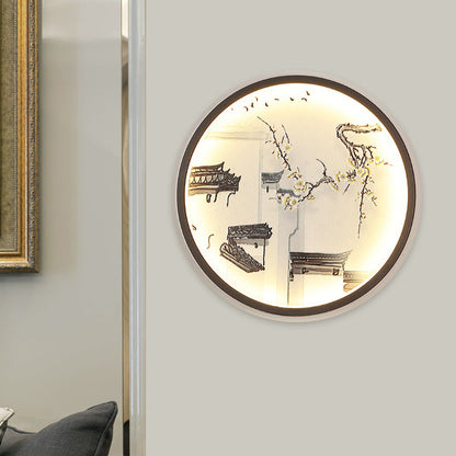 Vivolux | Chinees Oude Stad Metaal Muur Licht LED Flush Mount Wandlamp in Zwart voor Woonkamer