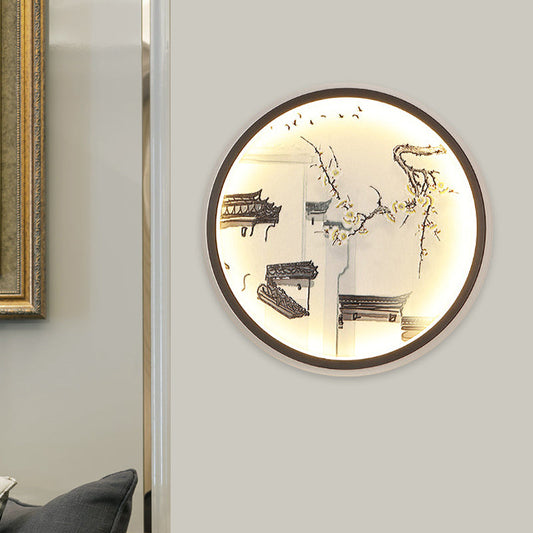 Vivolux | Chinees Oude Stad Metaal Muur Licht LED Flush Mount Wandlamp in Zwart voor Woonkamer