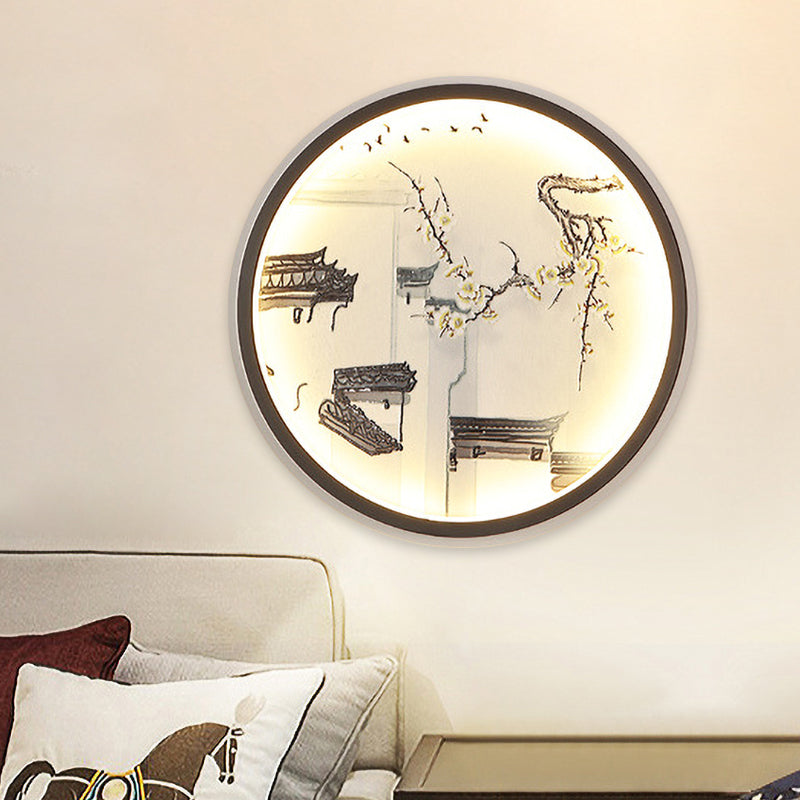 Vivolux | Chinees Oude Stad Metaal Muur Licht LED Flush Mount Wandlamp in Zwart voor Woonkamer
