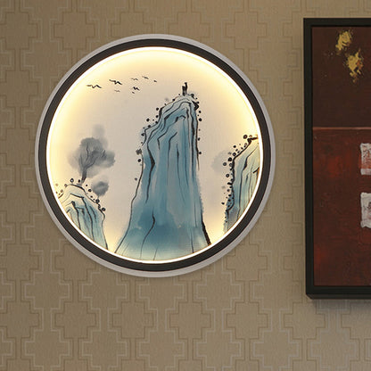 Vivolux | Blauwe Mount Tai Teken Muur Lamp Chinese Aluminium LED Circulaire Wandlamp Verlichting Fit.