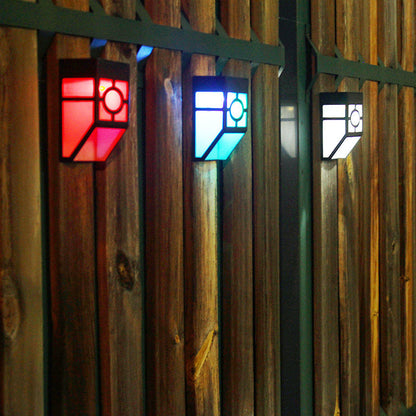 Vivolux | Buiten RGB LED Wandlamp Eenvoudige Zwarte Zonne-energie Wandmontage Lamp met Doos Plastic Schaduw