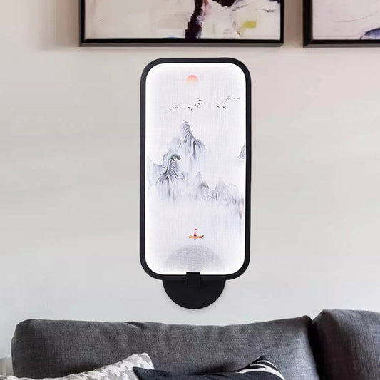 Vivolux | Bamboe Leaf/Berg PVC Wand Muurverlichting Aziatisch Zwart Geïntegreerd LED Wandgemonteerd Licht voor Woonkamer