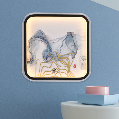 Vivolux | Metalen Riverside Mountain Muurverlichting Chinese Stijl Vierkante LED Plafondlamp Wandlamp in Zwart