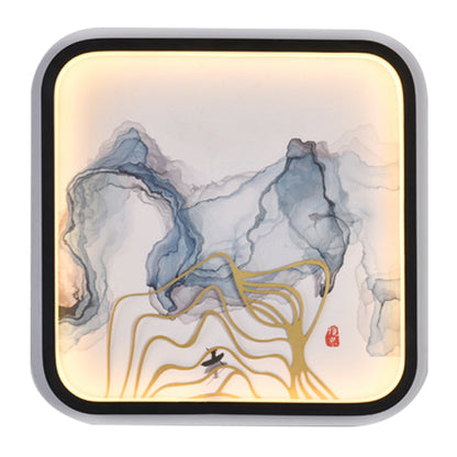 Vivolux | Metalen Riverside Mountain Muurverlichting Chinese Stijl Vierkante LED Plafondlamp Wandlamp in Zwart