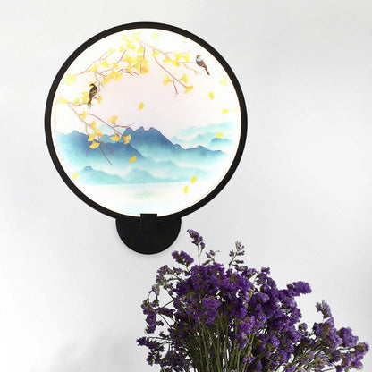 Vivolux | Acryl Ginkgo/Bloeiende Prunus Wandlamp Chinese Stijl LED Muurverlichting in Zwart voor Slaapkamer