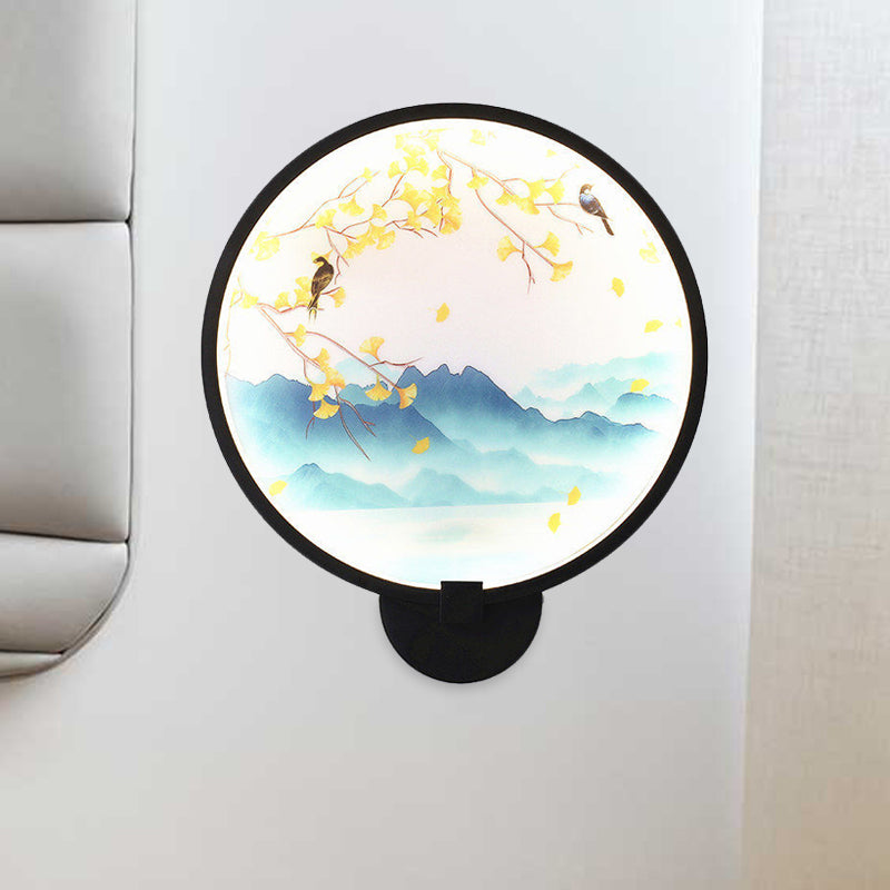 Vivolux | Acryl Ginkgo/Bloeiende Prunus Wandlamp Chinese Stijl LED Muurverlichting in Zwart voor Slaapkamer