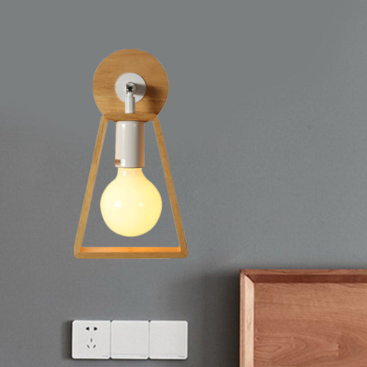 Vivolux | 1 Kopf drehbare Trapez Wandlampe modernes Design beige Holz Wandleuchte für Schlafzimmer