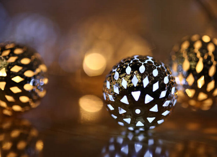 Vivolux | Solar-Lichterkette Marokkanische Kugel Bunte LED Weihnachtslichter Eisenkugeln Dekoration Außen Lichterkette