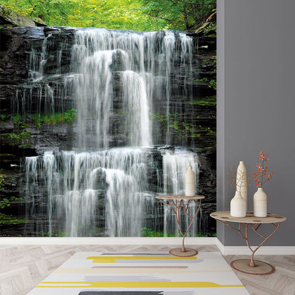 Vivolux | Gepersonaliseerd Boslandschap Muurverf Modern Waterval Wanddecor in Grijs en Groen