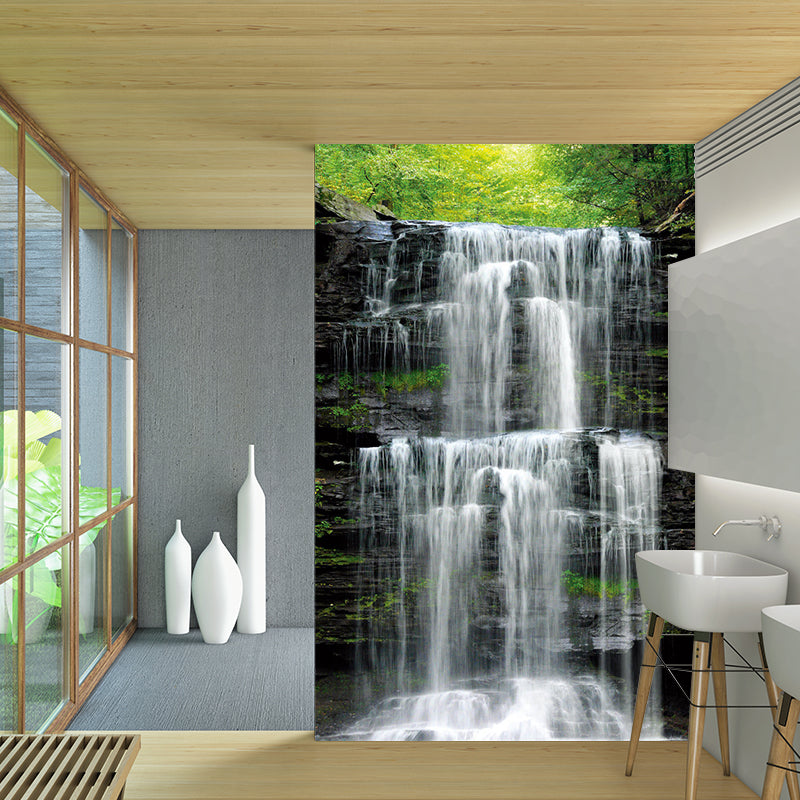 Vivolux | Gepersonaliseerd Boslandschap Muurverf Modern Waterval Wanddecor in Grijs en Groen