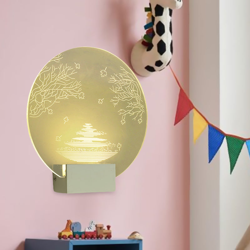 Vivolux | Acryl Ronde Ripple en Boom Wandlamp Oosterse Stijl LED Duidelijke Wandmontage Lamp