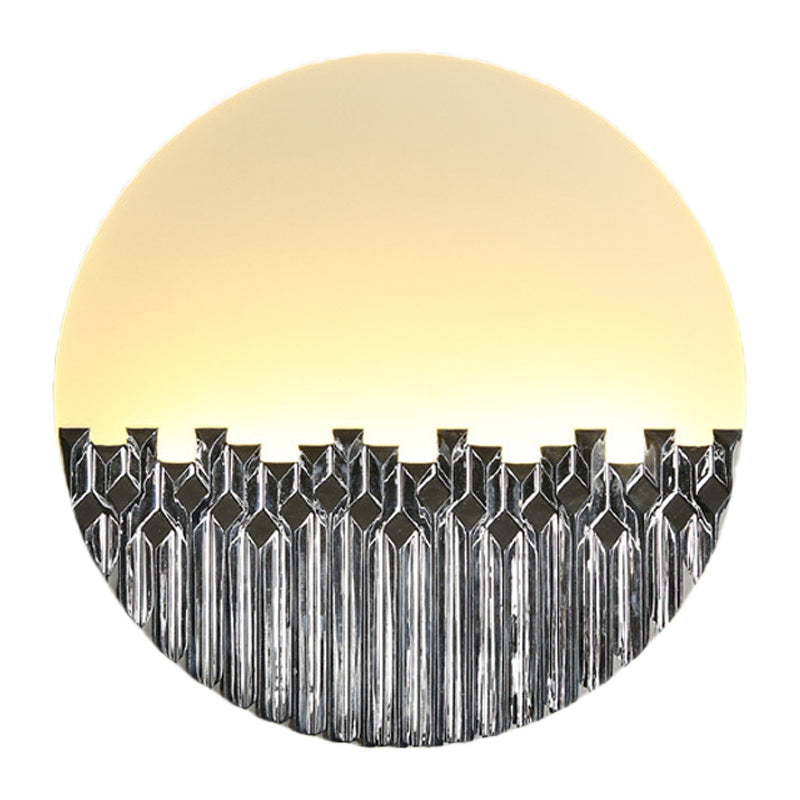 Vivolux | LED Gang Wandlampe Chinesischer Stil Blau/Silber Metallische Oberfläche Gemusterte Wandlicht mit Rundem Acrylschirm