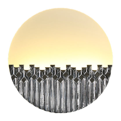 Vivolux | LED Gang Wandlampe Chinesischer Stil Blau/Silber Metallische Oberfläche Gemusterte Wandlicht mit Rundem Acrylschirm