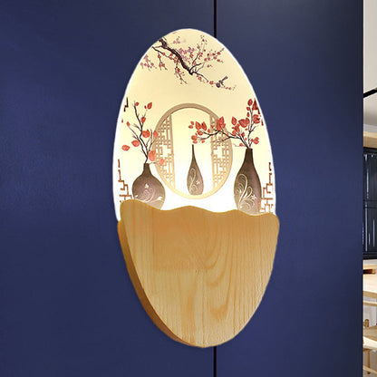Vivolux | Rechthoekige Acryl Bloesems/Lotusblad Wandlamp Oriëntaalse Stijl LED Rode/Groene Wandmuur Licht voor Gang