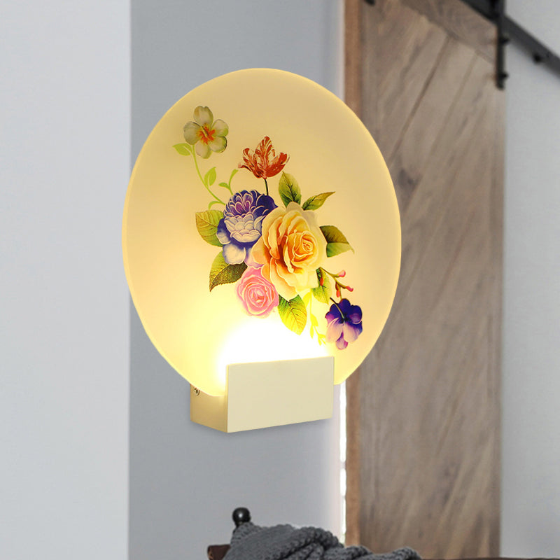 Vivolux | LED Gangwand Wandmural Licht Asiastil Weiß Florale Knospe/Blühende Blume Wandbeleuchtungseinheit mit Abgerundetem Acrylschirm