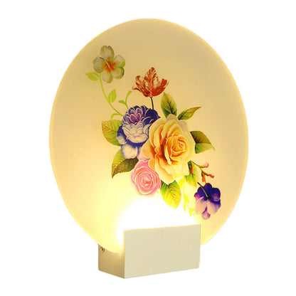 Vivolux | LED Gangwand Wandmural Licht Asiastil Weiß Florale Knospe/Blühende Blume Wandbeleuchtungseinheit mit Abgerundetem Acrylschirm