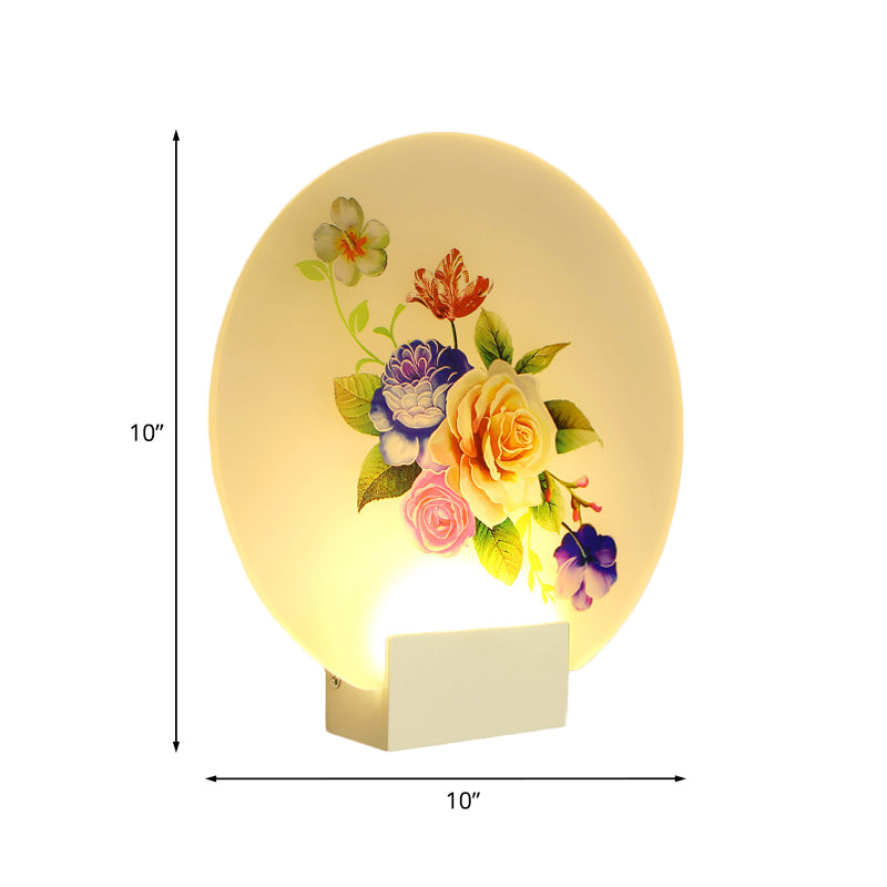 Vivolux | LED Gangwand Wandmural Licht Asiastil Weiß Florale Knospe/Blühende Blume Wandbeleuchtungseinheit mit Abgerundetem Acrylschirm