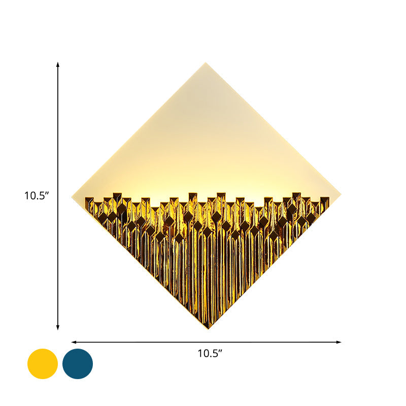 Vivolux | Asia LED Wandmontage Lichtarmatuur Acryl Goud/Blauw Harlequin Vormige Metalen Oppervlakte Muur Schilderij Lamp