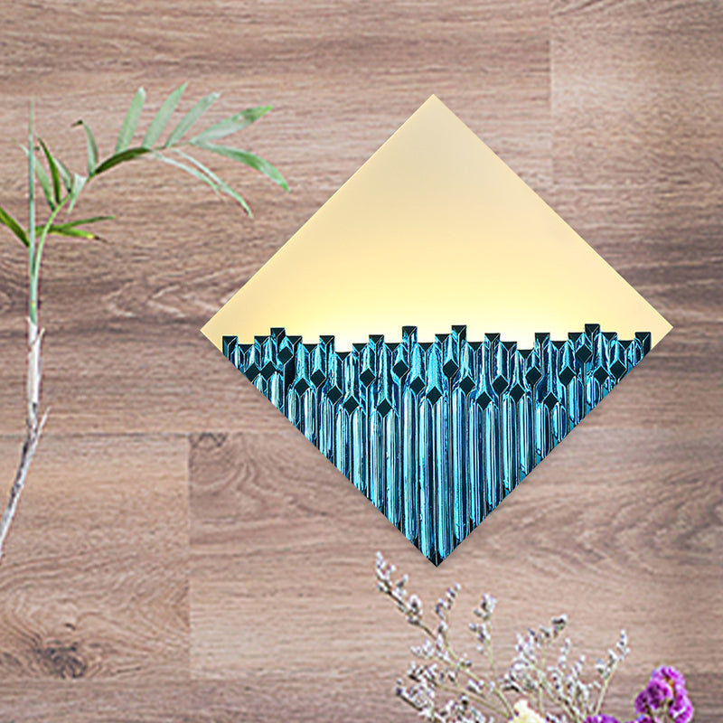 Vivolux | Asia LED Wandmontage Lichtarmatuur Acryl Goud/Blauw Harlequin Vormige Metalen Oppervlakte Muur Schilderij Lamp