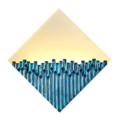 Vivolux | Asia LED Wandmontage Lichtarmatuur Acryl Goud/Blauw Harlequin Vormige Metalen Oppervlakte Muur Schilderij Lamp