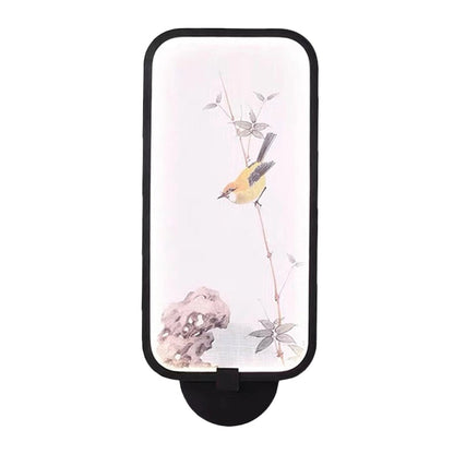 Vivolux | Acryl Rechteck Wandmural Licht Chinesischer Stil LED schwarze wandmontierte Lampe mit Vogel Muster