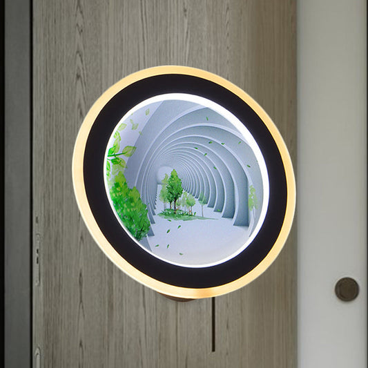 Vivolux | Witte Rond 3D Visueel Tunnel Muurschildering Licht Azië LED Acryl Wandverlichting Idee voor Vergaderruimte