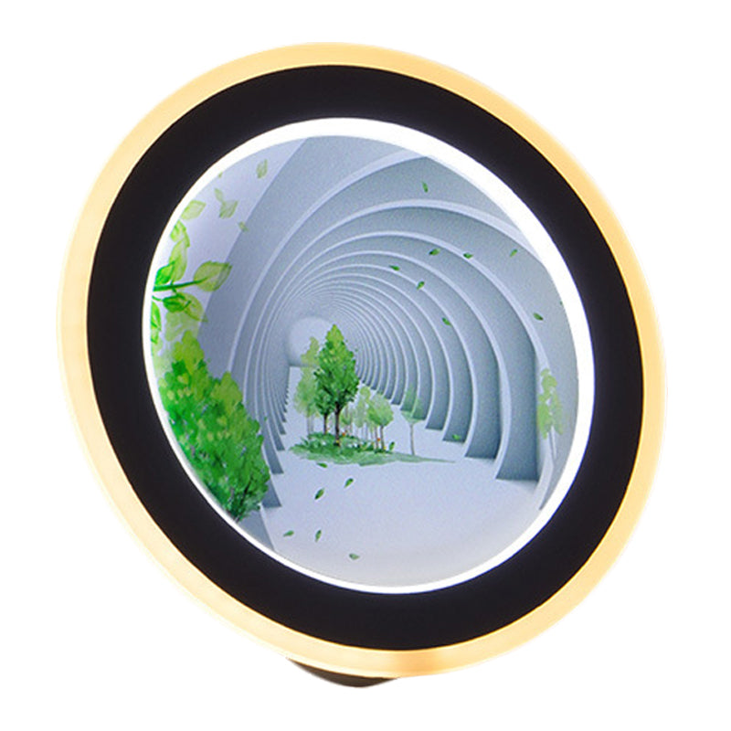 Vivolux | Witte Rond 3D Visueel Tunnel Muurschildering Licht Azië LED Acryl Wandverlichting Idee voor Vergaderruimte