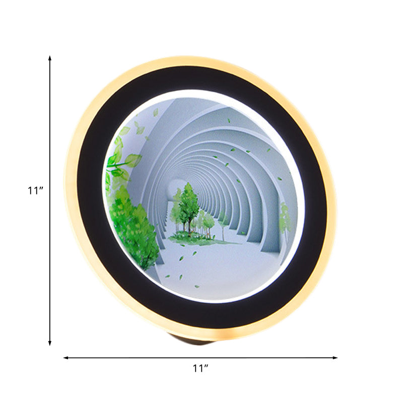 Vivolux | Witte Rond 3D Visueel Tunnel Muurschildering Licht Azië LED Acryl Wandverlichting Idee voor Vergaderruimte