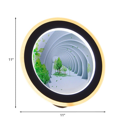 Vivolux | Witte Rond 3D Visueel Tunnel Muurschildering Licht Azië LED Acryl Wandverlichting Idee voor Vergaderruimte