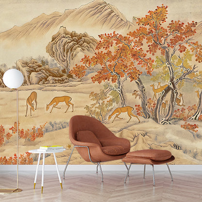 Vivolux | Whole Trees Mural Wallpaper für Schlafzimmer Fantasy Forest Wandkunst in Beige, Fleckenresistent