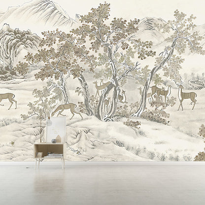 Vivolux | Whole Trees Mural Wallpaper für Schlafzimmer Fantasy Forest Wandkunst in Beige, Fleckenresistent